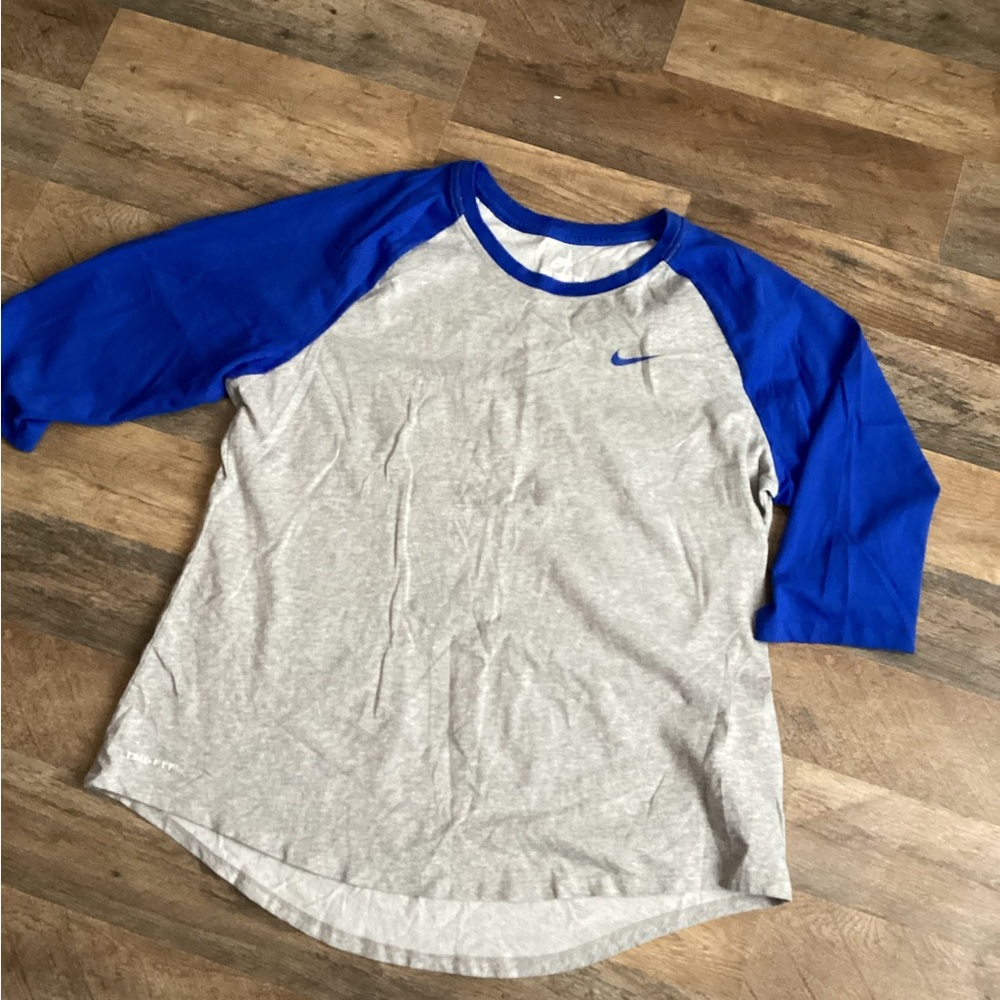 Nike womans Blue and Gray baseball shirt